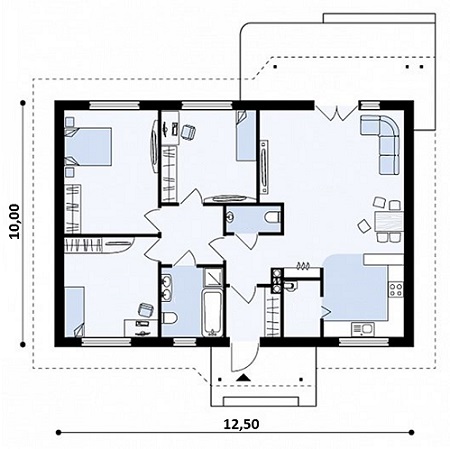 План проекта дома 125 м2 без размеров