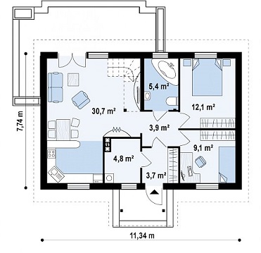 план проекта дома 84 м2